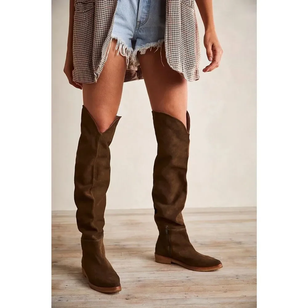 New Free People Banks Over The Knee Boots Suede Size 36